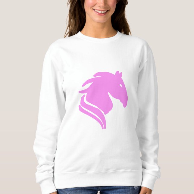 Sweatshirt Chemise à manches longues Cheval du zodiaque rose  (Devant)