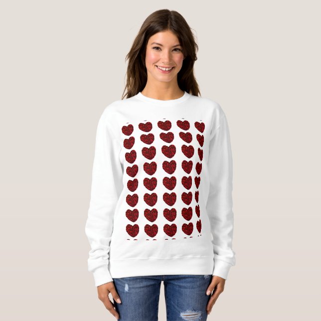 Sweatshirt Chemise à manches longues rouge pour femmes avec c (Devant entier)