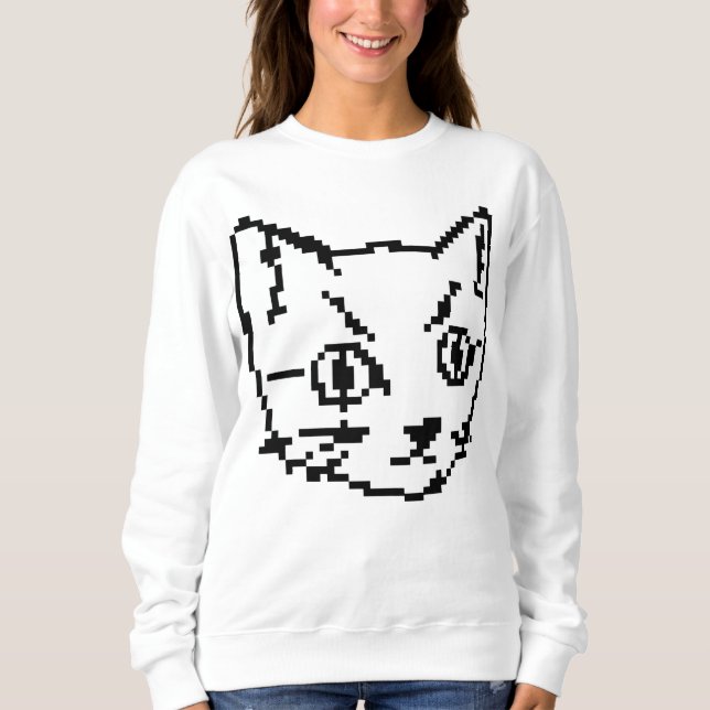 SWEATSHIRT CHEMISE À MANCHES LONGUES VIDEO KITTY CAT EN PIXEL (Devant)