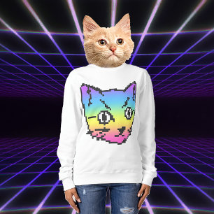 SWEATSHIRT CHEMISE À MANCHES LONGUES VIDEO KITTY CAT EN PIXEL