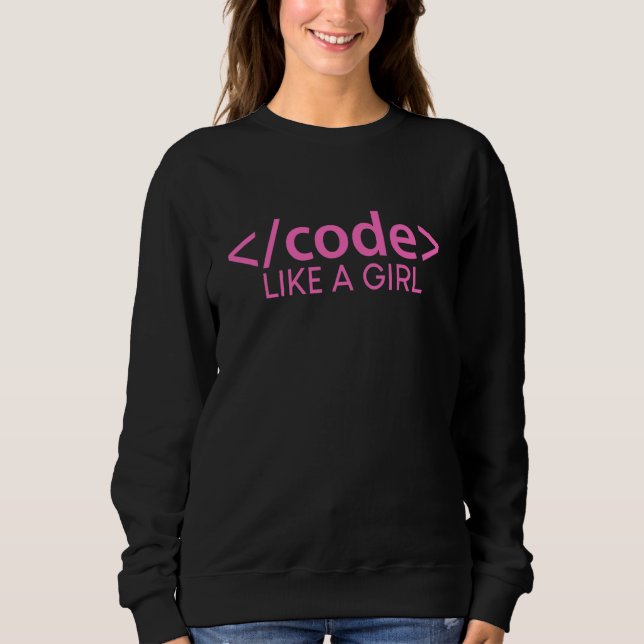 Sweatshirt Chemise Code Like A Girl (Devant)