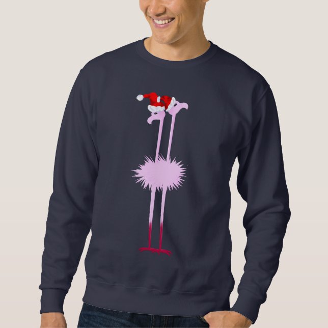 Sweatshirt Chemise de deux Flamants roses de Noël (Devant)