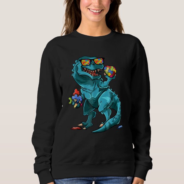 Sweatshirt Chemise de dinosaure de sensibilisation à l'autism (Devant)