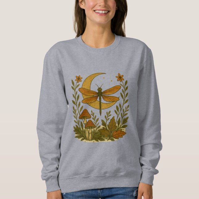 Sweatshirt Chemise de lune mystique à libellules - Forêt céle (Devant)