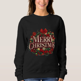 Sweatshirt Chemise de Noël à couronne de fleurs