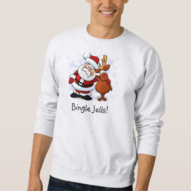 Sweatshirt Chemise de Noël Bingle Jells Santa & Rudolph (Devant)