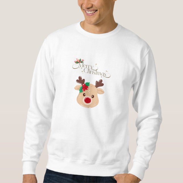 Sweatshirt Chemise de Noël cerf (Devant)