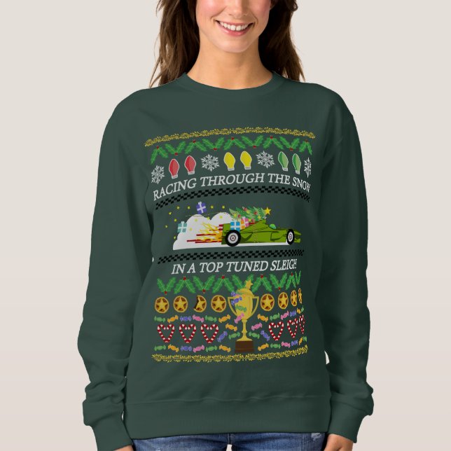 Sweatshirt Chemise de Noël du conducteur de course (Devant)