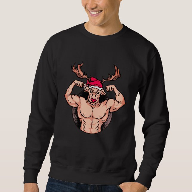 Sweatshirt Chemise de Noël Fitness - Père Noël Bodybuilder (Devant)