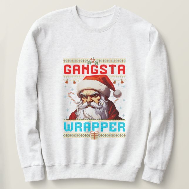 Sweatshirt Chemise de Noël Gangster Wrapper (Design devant)