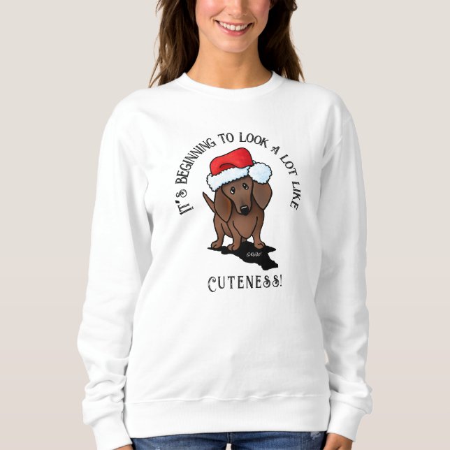 Sweatshirt Chemise de Noël KiniArt Dachshund (Devant)