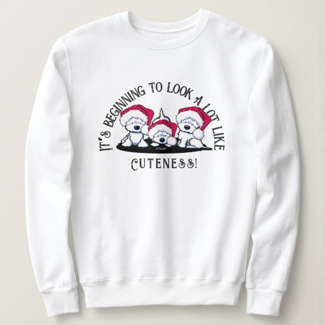 Sweatshirt Chemise de Noël KiniArt Westie Trio (Design devant)