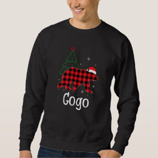 Sweatshirt Chemise de Noël laide Gogo Bear à carreaux rouges