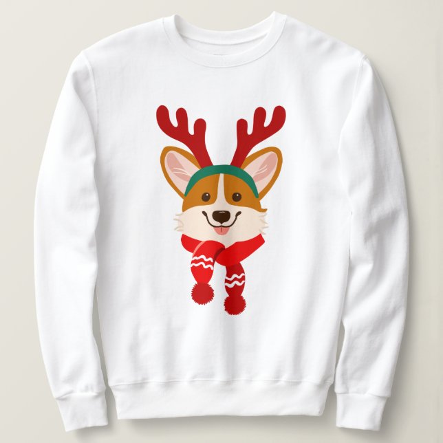 Sweatshirt Chemise de Noël pour chien Corgi (Design devant)