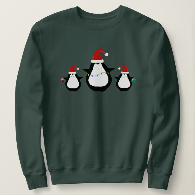Sweatshirt Chemise de pingouins de Noël (Design devant)