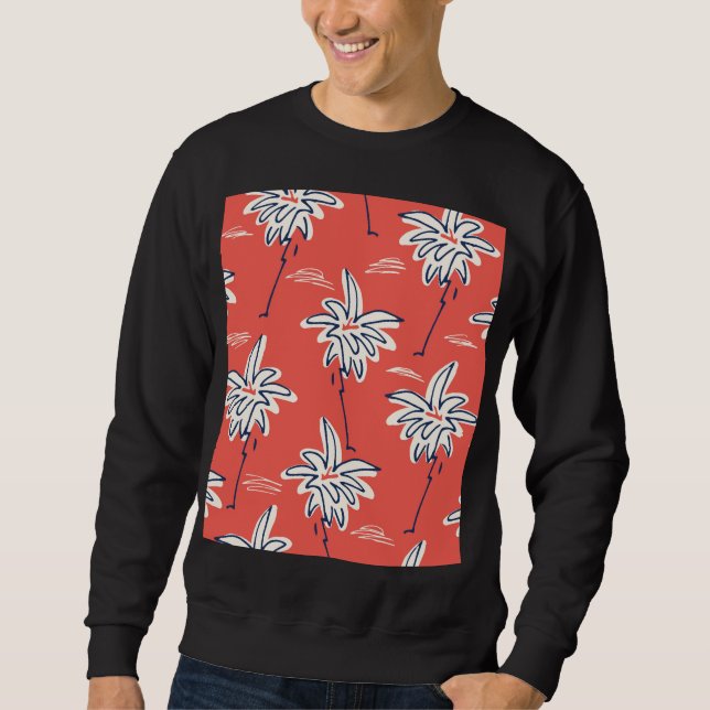 Sweatshirt Chemise de plage hawaïenne, motif de doodle palm. (Devant)