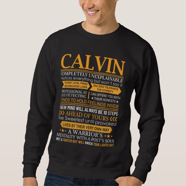 Sweatshirt Chemise de prénom Calvin - Nom personnel Calvin (Devant)