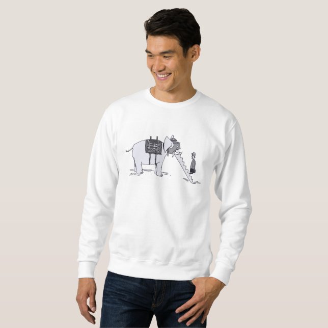 Sweatshirt Chemise de sudation blanche pour hommes avec éléph (Devant entier)