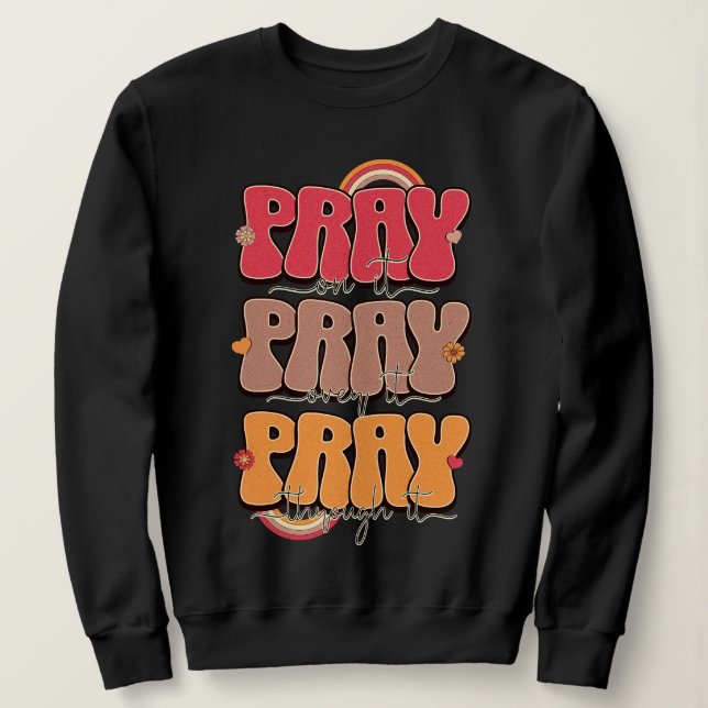 Sweatshirt Chemise de sudation de prière noire à manches long (Design devant)
