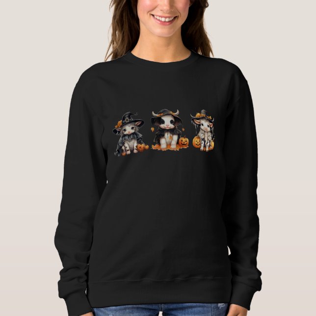 Sweatshirt Chemise d'Halloween à la vache Highland (Devant)
