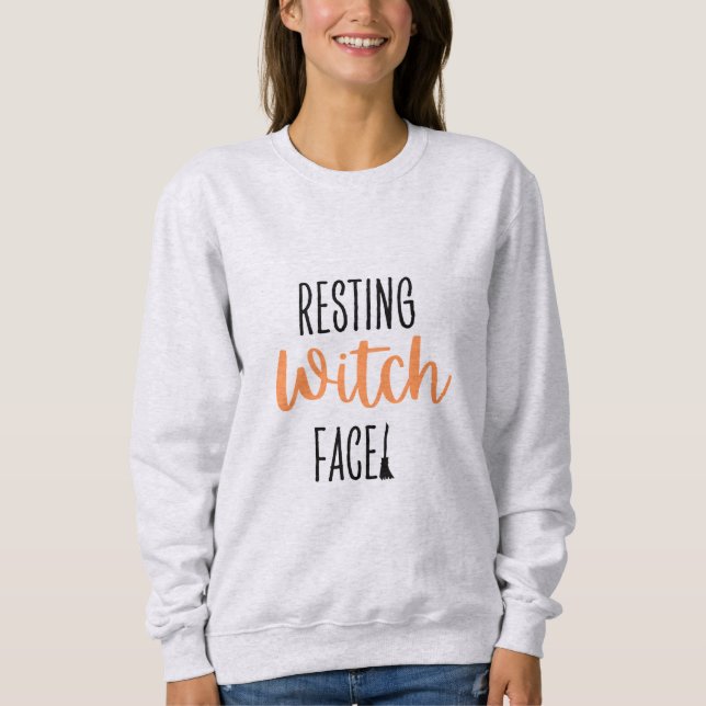 Sweatshirt Chemise d'Halloween de la Sorcière de repos - Gris (Devant)