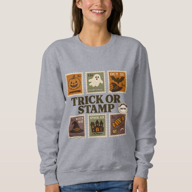 Sweatshirt "Chemise d'Halloween en Trick ou Timbre - Postage  (Devant)