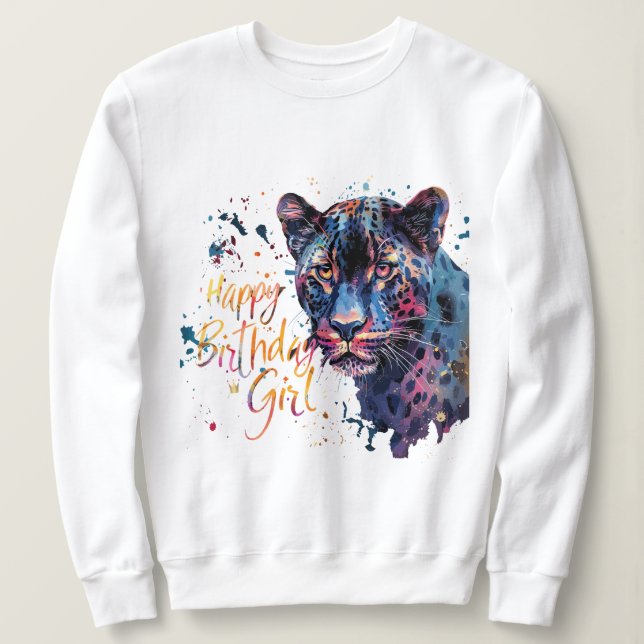 Sweatshirt Chemise fille d'anniversaire personnalisée (Design devant)