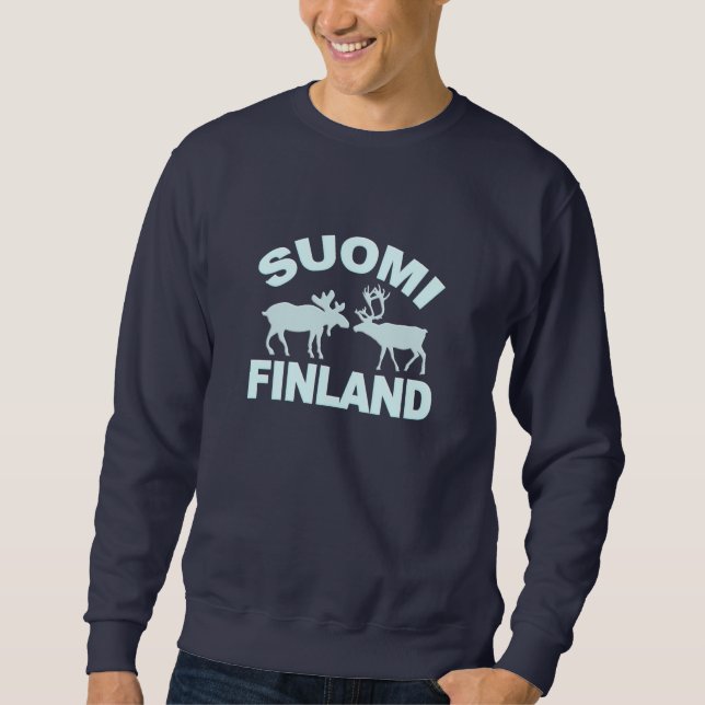 Sweatshirt Chemise Finlande Moose & Reindeer - choisir style (Devant)