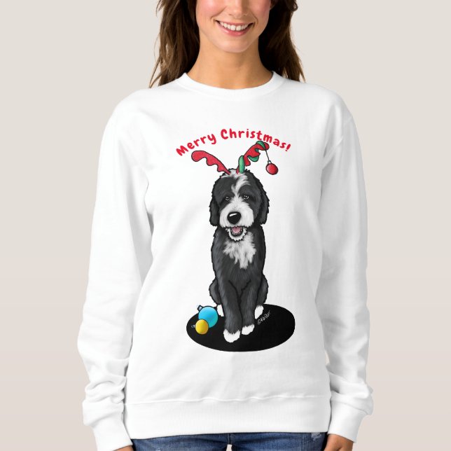 Sweatshirt Chemise KiniArt Noël Bernadoodle (Devant)