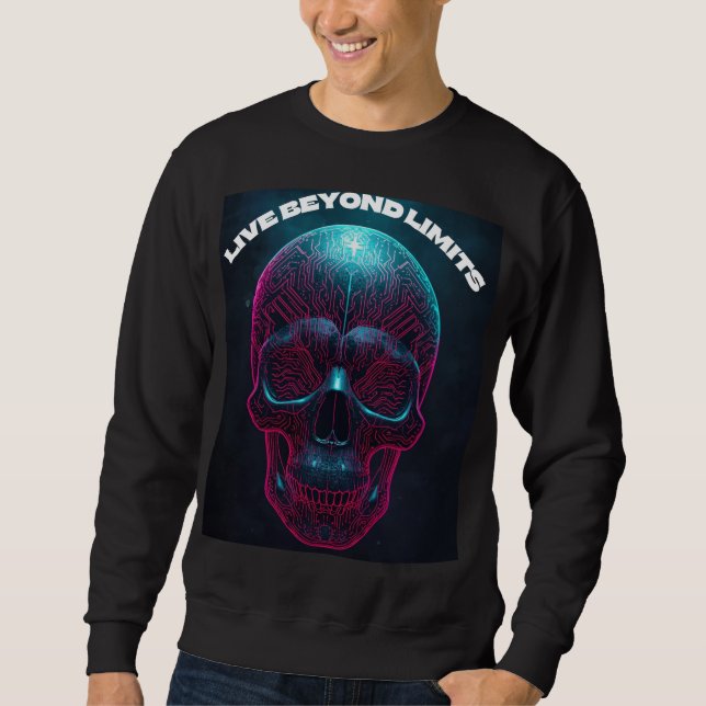 Sweatshirt Chemise "Neon Skull Live Beyond Limits" (Devant)