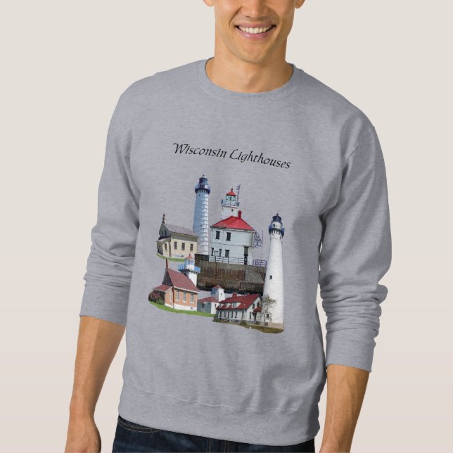 Sweatshirt Chemise noire du phare du Wisconsin (Devant)