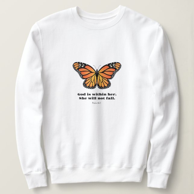 Sweatshirt Chemise papillon Monarch Dieu est dans elle (Design devant)
