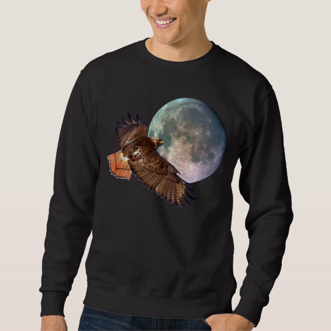 Sweatshirt Chemise sauvage Red Tail Hawk & Pleine lune (Devant)