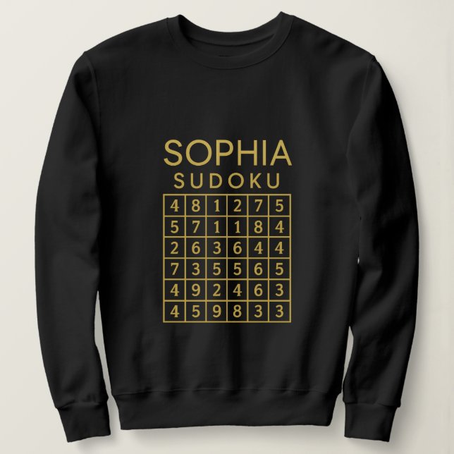 Sweatshirt Chemise SOPHIA Puzzle Sudoku – Grille Dorée (Design devant)