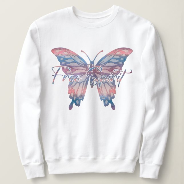 Sweatshirt Chemise sweat-shirt mandala papillon esprit libre (Design devant)
