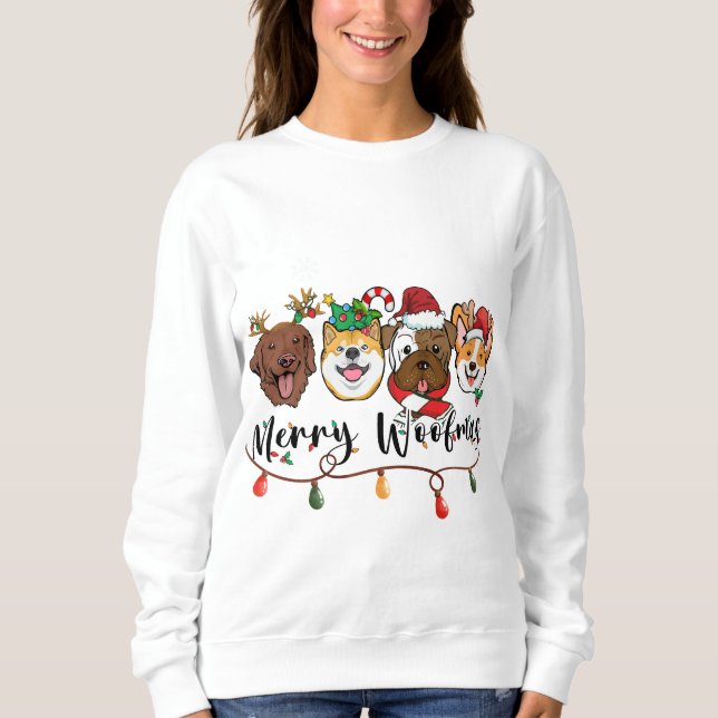 Sweatshirt Chemise typographique Joyeux Woofmas (Devant)