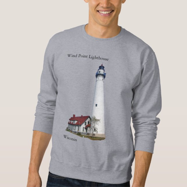 Sweatshirt Chemise Wind Point Lighthouse noir lettrage (Devant)