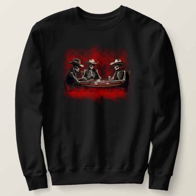 Sweatshirt Chemises à squelettes jouant au poker (Design devant)