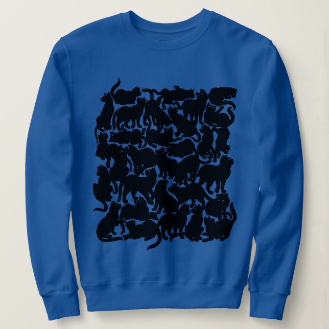 Sweatshirt Chemises de chat classiques pour femmes en noir (Design devant)