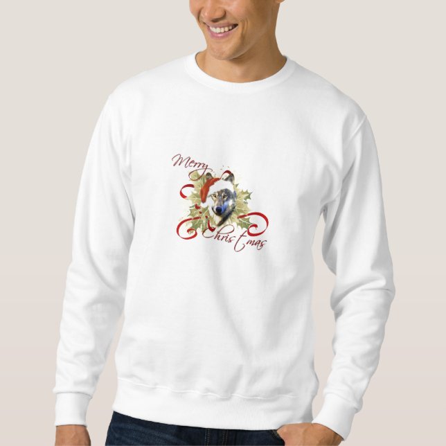 Sweatshirt Chemises de Noël de loup (Devant)