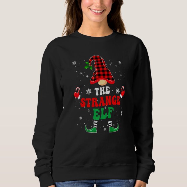 Sweatshirt Chemises étranges de lutin, pyjama de Noël de grou (Devant)
