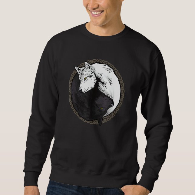 Sweatshirt Chemises Wolf, Yin Yang Wolves Cadeau animal (Devant)