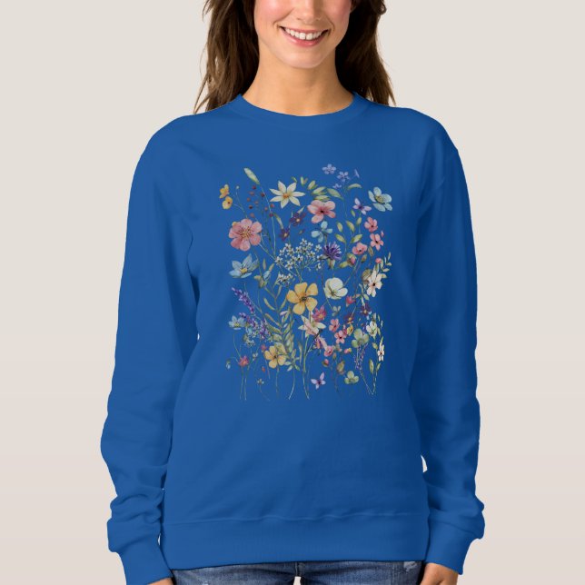 Sweatshirt Chemisier à fleurs pour femme (Devant)