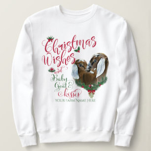 Sweatshirt CHÈQUE   voeux de Noël Bébé Chèvre Baisers Nubian 
