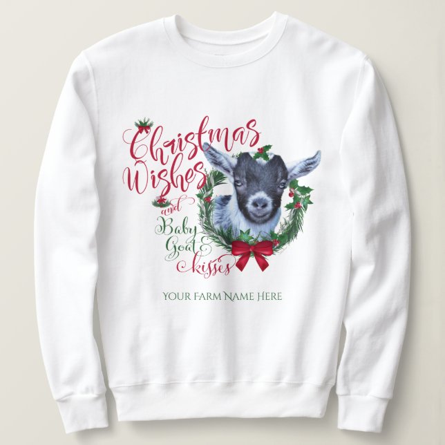 Sweatshirt CHÈQUE | voeux de Noël Bébé Chèvre Baisers Pygmée  (Design devant)