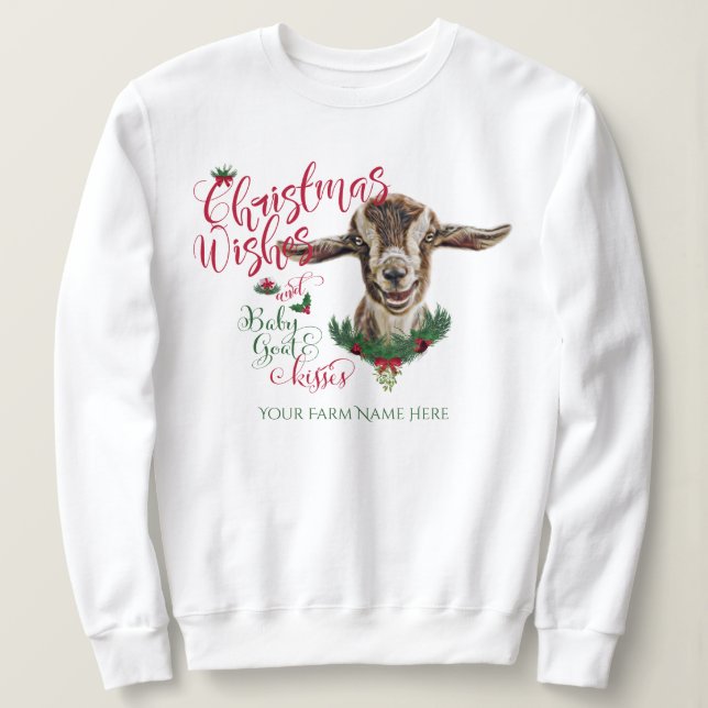 Sweatshirt CHÈQUE |voeux de Noël Bébé chèvre Baisers Toggenbu (Design devant)