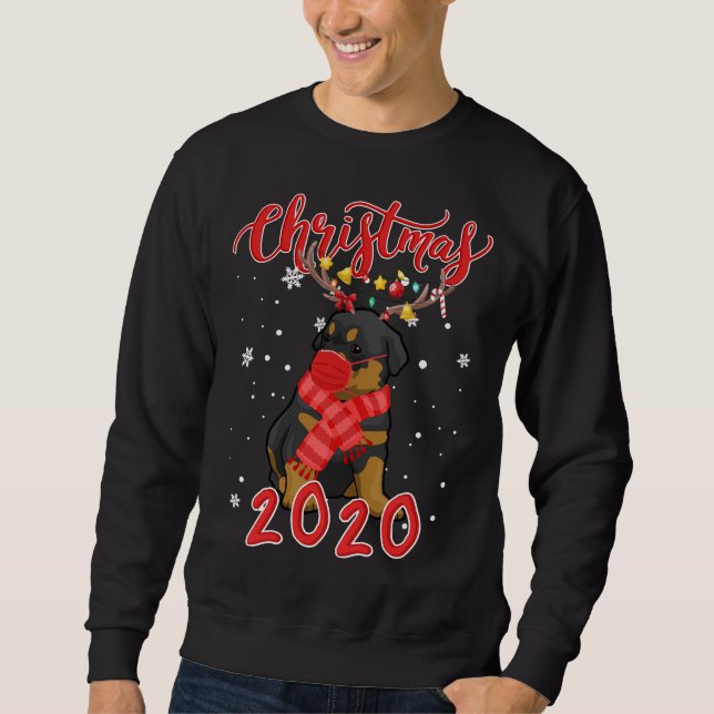 Sweatshirt Cher chien Rottweiler Noël 2020 Dog portant un F (Devant)