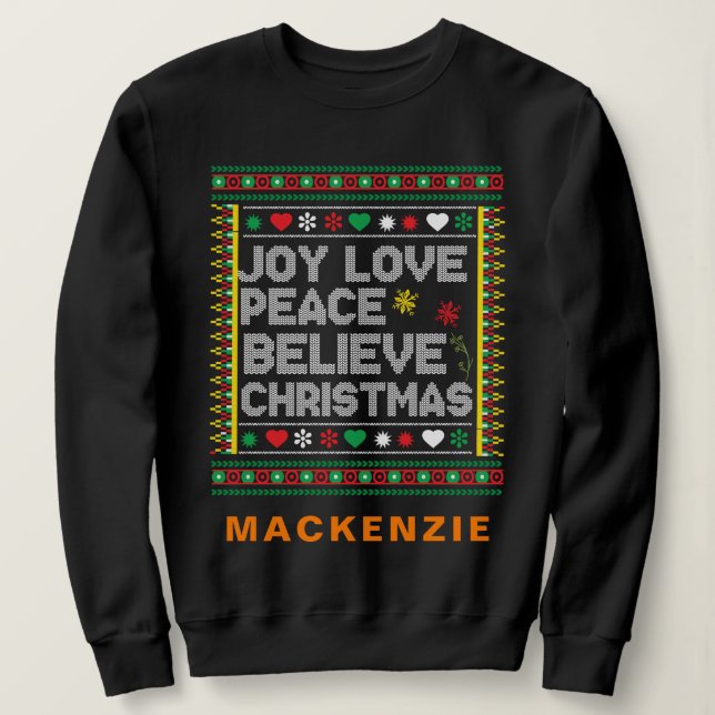 Sweatshirt Cher de Noël moche Nom personnalisé Personnalisé (Design devant)