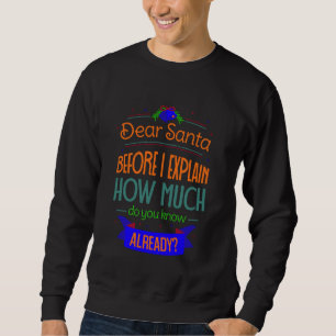 Sweatshirt Cher Père Noël avant d'expliquer. Combien sais-tu