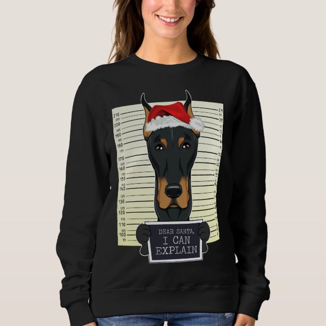 Sweatshirt Cher Père Noël je peux expliquer Doberman Noël (Devant)